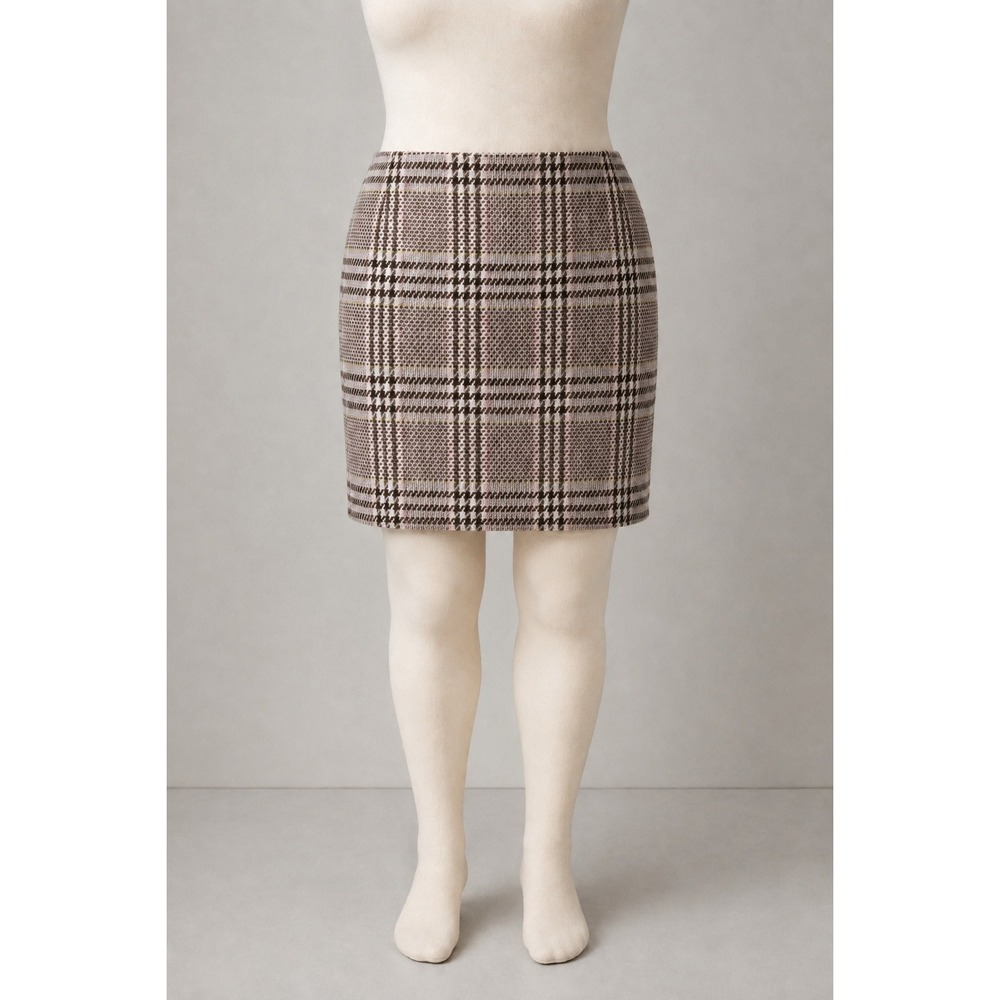 Chadwicks Wool Blend Plaid Pencil Skirt Brown Pink Multi Size 18W 23-3745-9